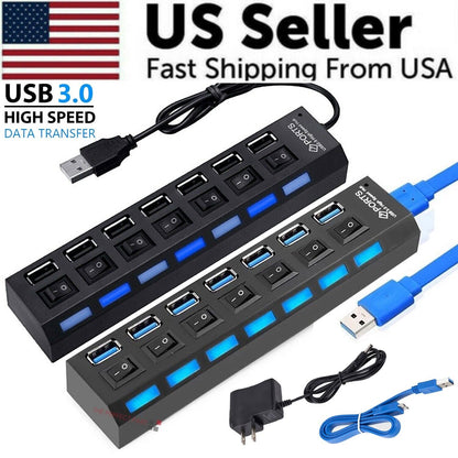 7-Port USB High-Speed Hub Adapter for PC/Mac