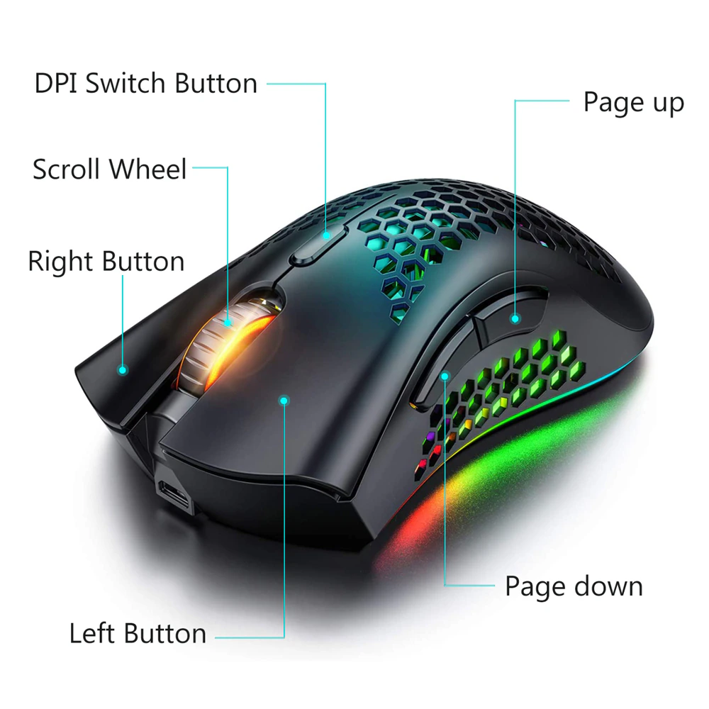 7-Color LED Backlit Wireless Gaming Mouse