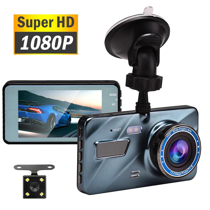 Full HD 1080P Dual Lens Car Dash Cam with 4" Screen and Night Vision