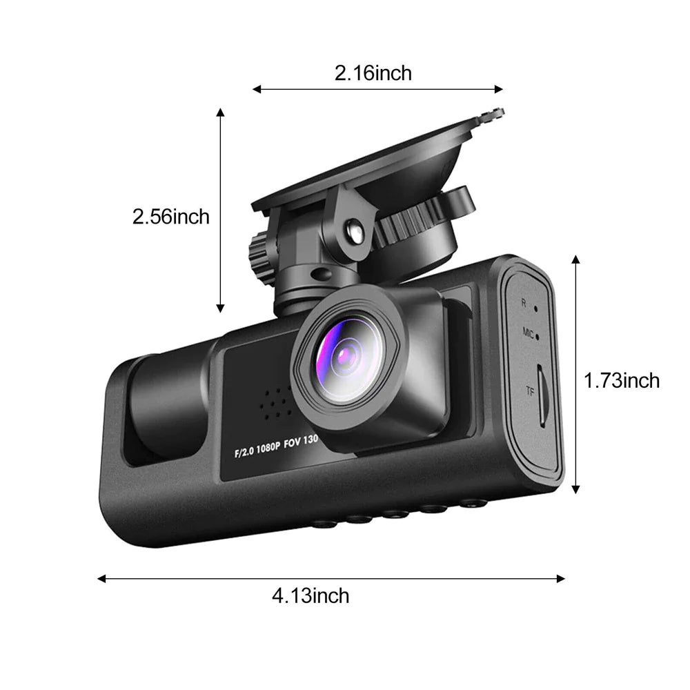 HD Triple View Dash Cam with G-Sensor
