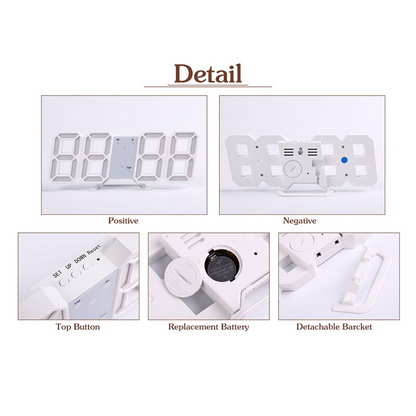3D LED Digital Wall Clock with USB