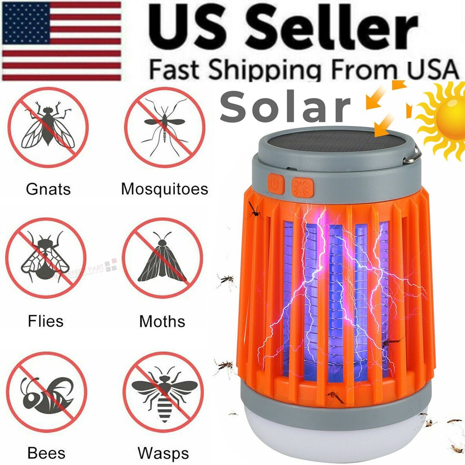 Solar-Powered Insect Zapper Lamp