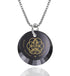 Yogi Serenity Charm featuring a gold inscribed mantra on a cubic zirconia gemstone necklace for mindfulness.