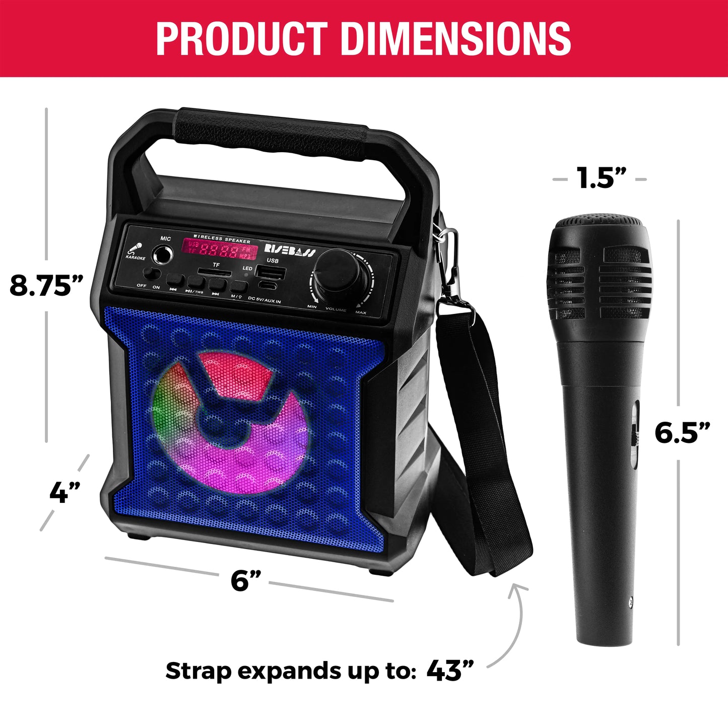 Risebass Mobile Karaoke System with Party Lights