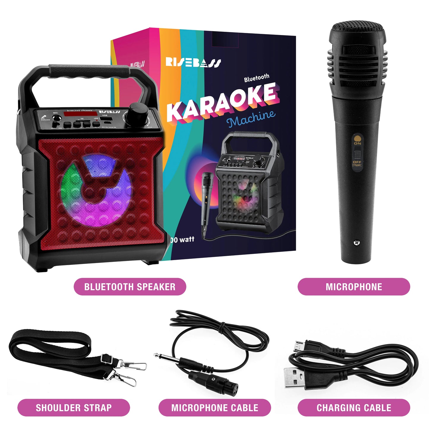 Risebass Mobile Karaoke System with Party Lights