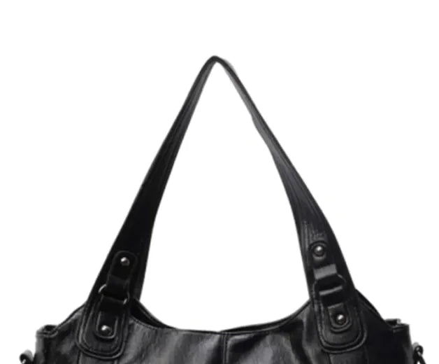 European &amp; American Retro Solid Color PU Leather Handbag - Classic Tote Bag