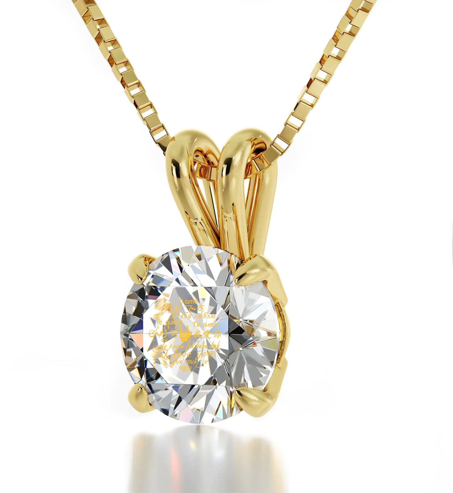24k Gold Multi-Lingual Love Pendant Necklace