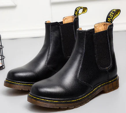 Autumn Style Thick-Heeled Cowhide Martin Boots for Women