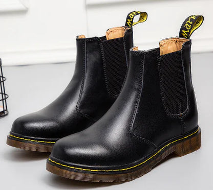 Autumn Style Thick-Heeled Cowhide Martin Boots for Women