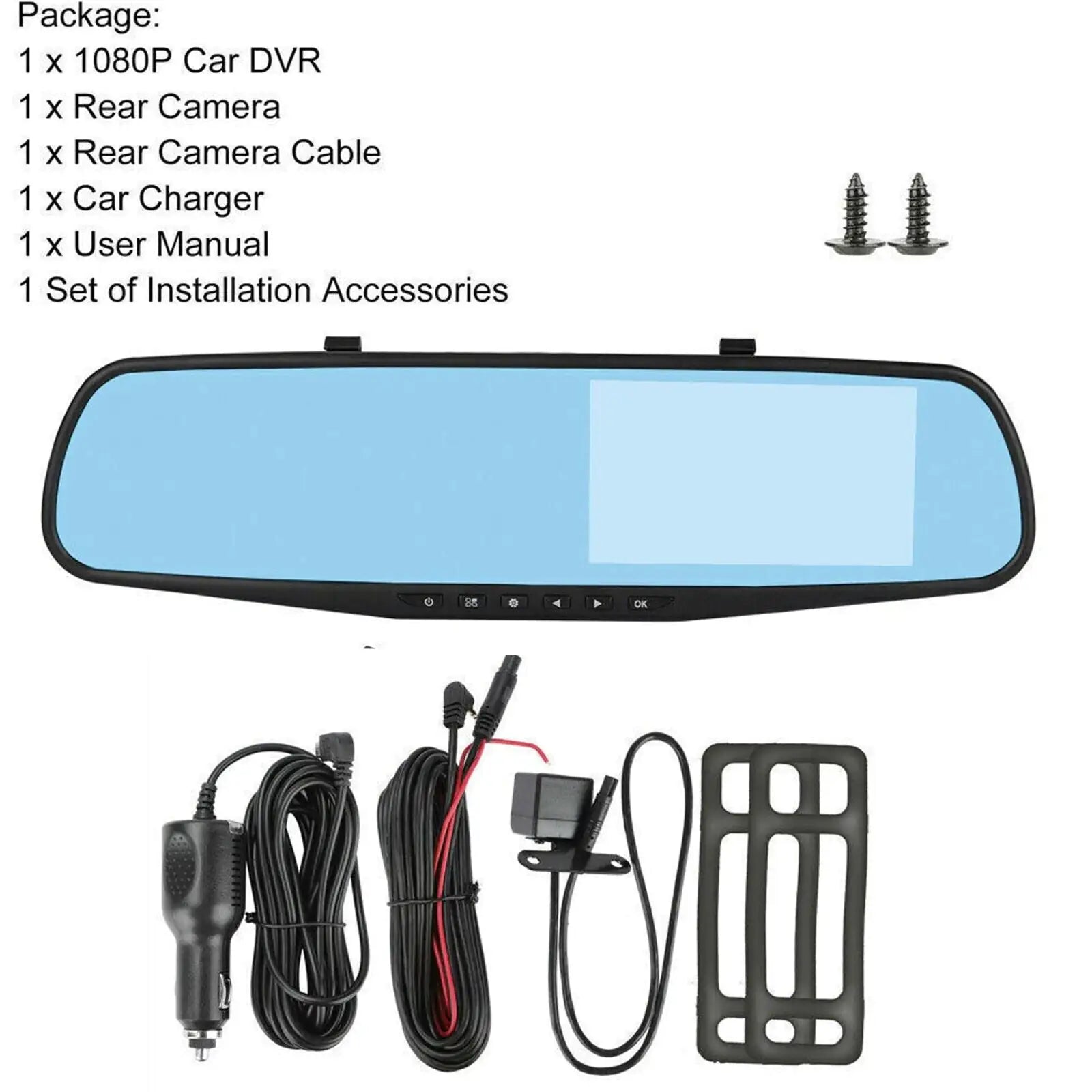 HD 1080P Car DVR Dual Dash Cam Mirror