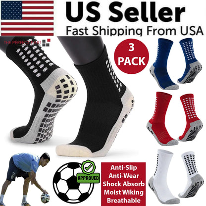 3-Pack Premium Sports Grip Socks for Soccer, Basketball &amp; Football