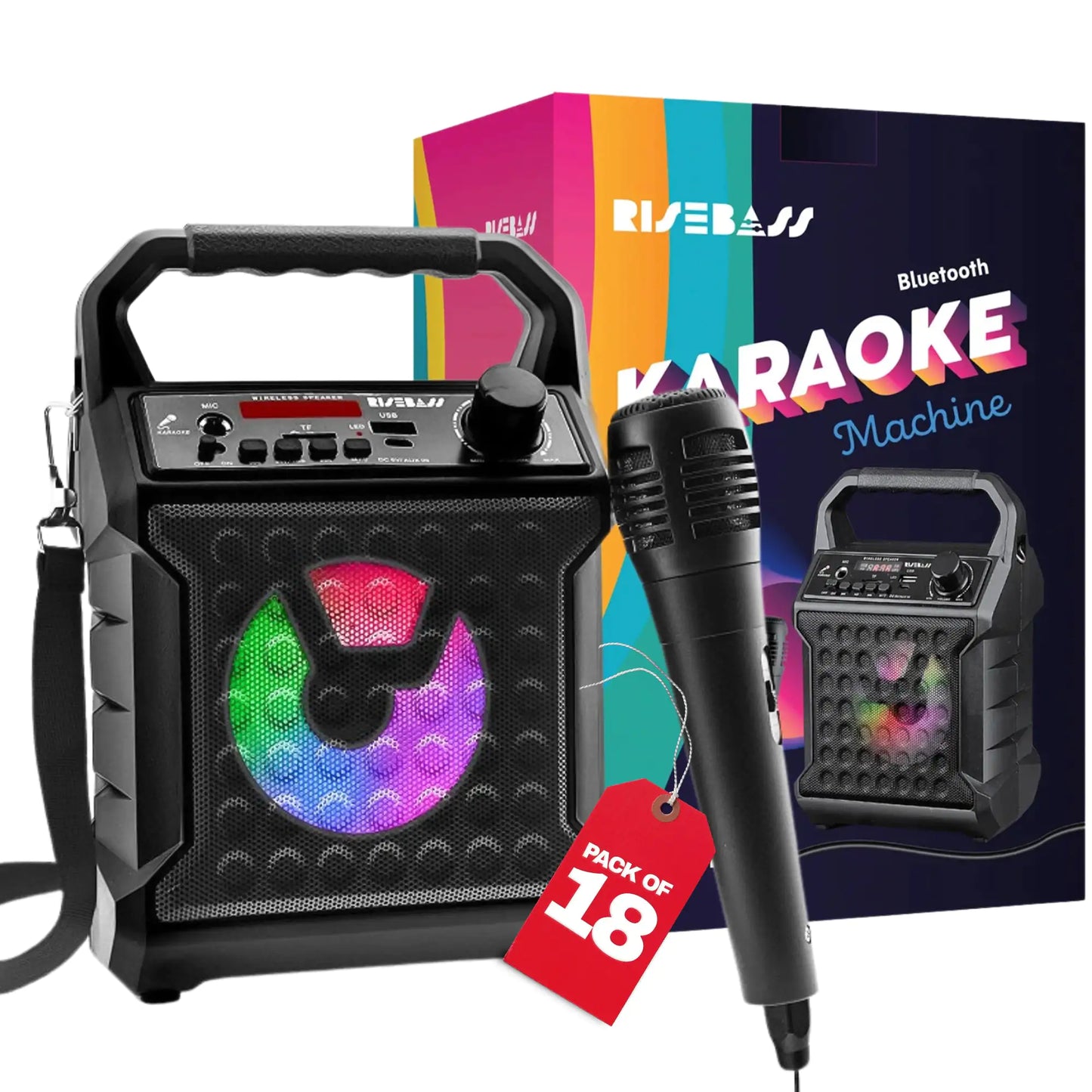 Risebass Mobile Karaoke System with Party Lights