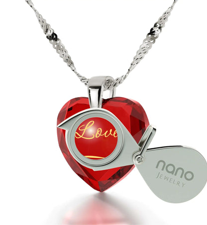 Eternal Love Gold-Inscribed Heart Pendant Necklace