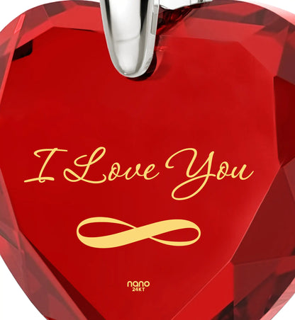 Eternal Love Gold-Inscribed Heart Pendant Necklace