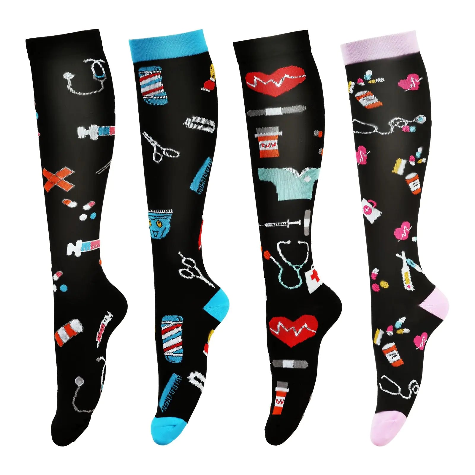 LEOSTEP Compression Socks for Women &amp; Men Circulation Long Stockings Support for Nurses Pregnant Hiking Riding Running
