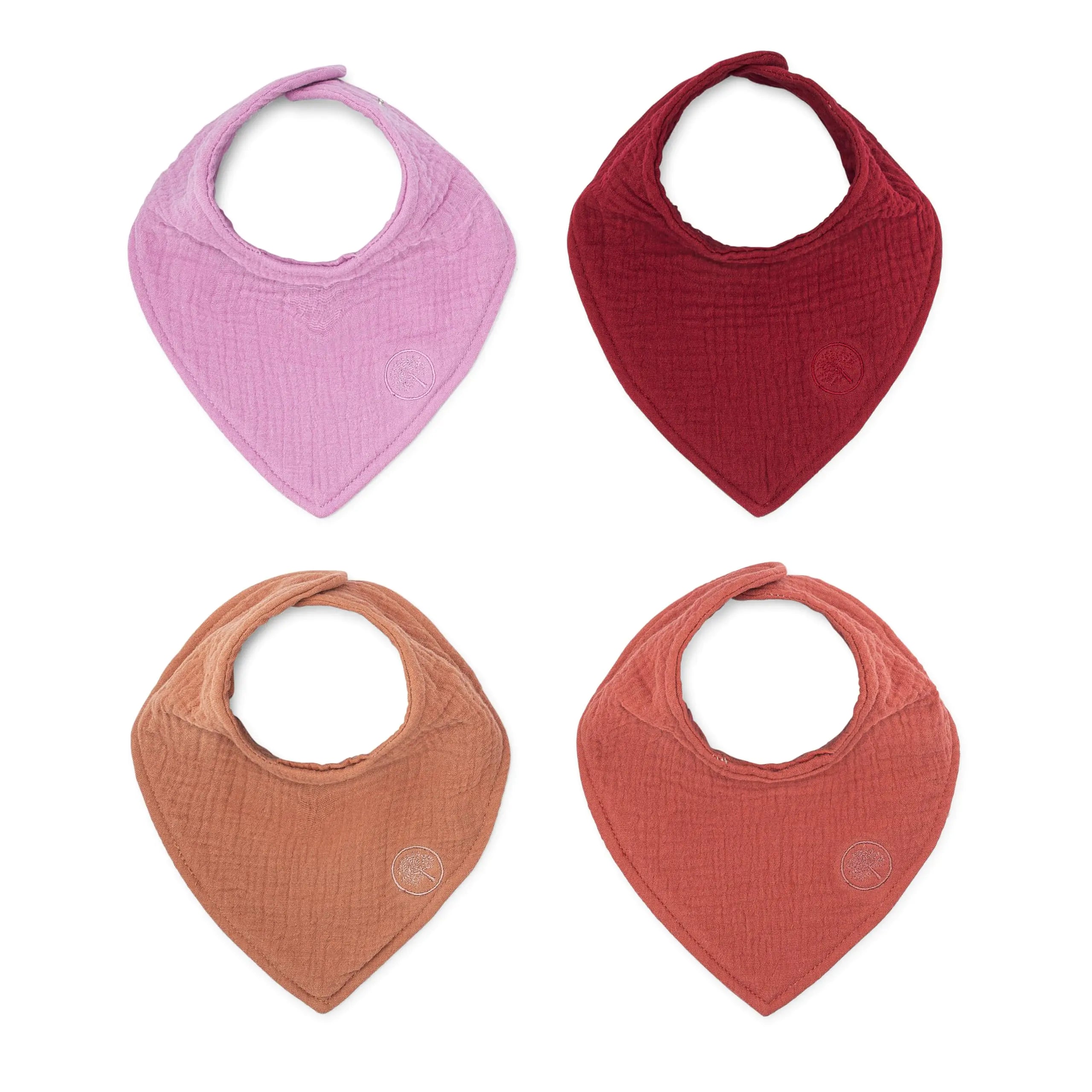 Parker Baby Co. Muslin Bandana Drool Bibs | 100% Soft Muslin Cotton Absorbent &amp; Adjustable | Stylish Teething &amp; Drooling Bibs 4 Pack - Rose Set