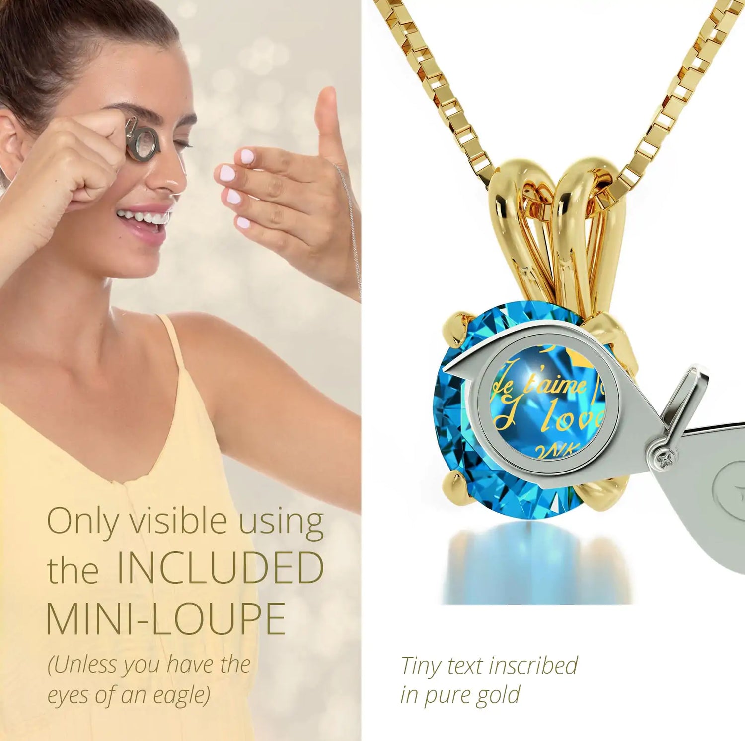 Golden Embrace Multilingual Love Pendant