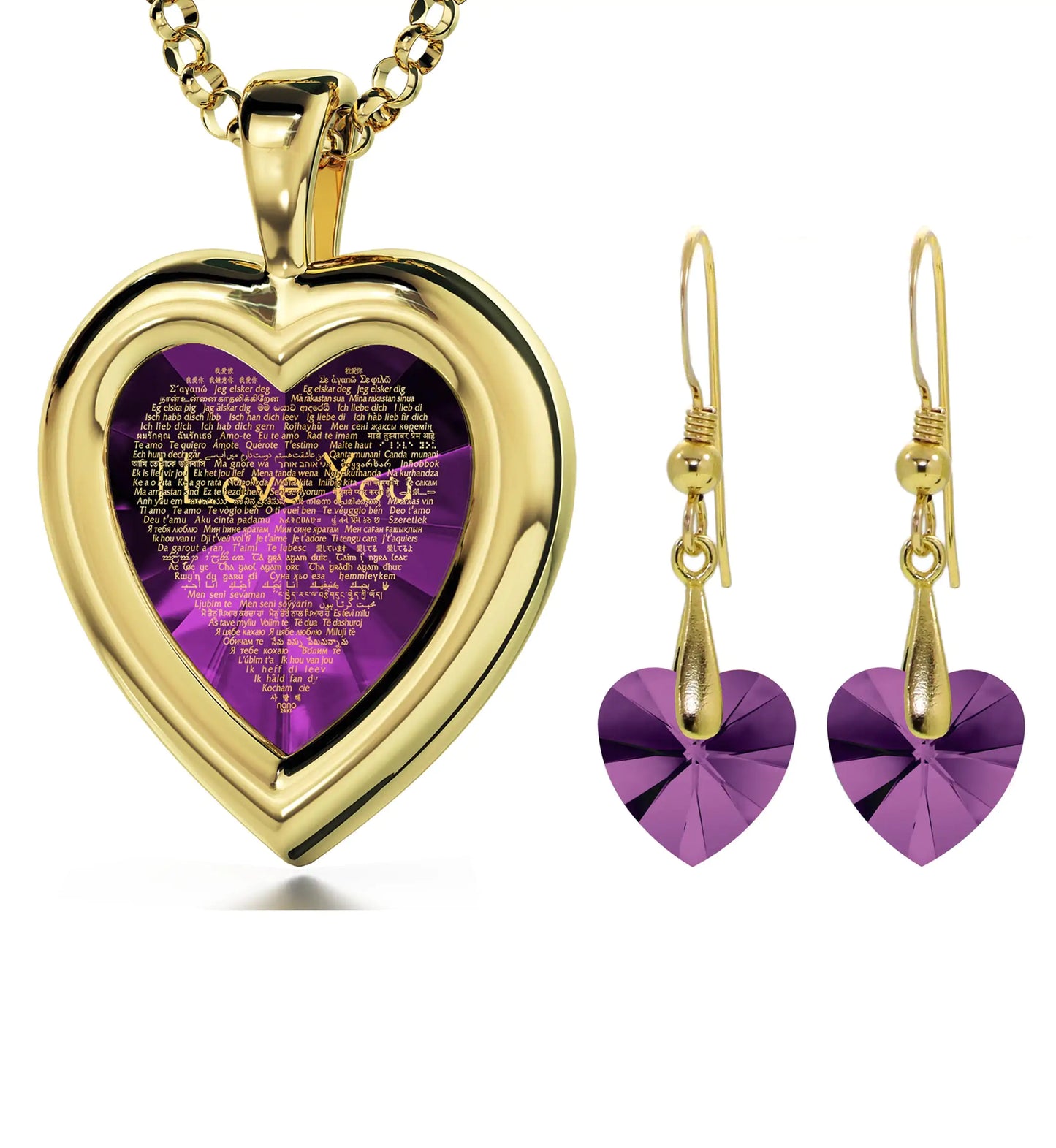 Multilingual Love Heart Jewelry Set