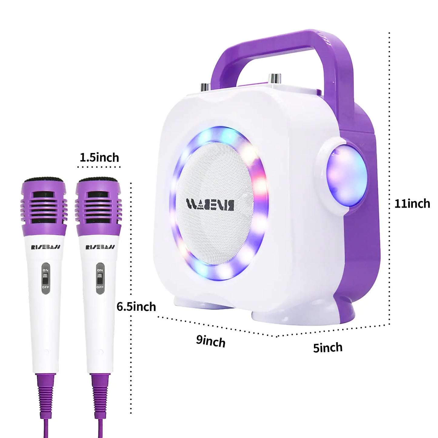 Kids Party Karaoke Machine - Bluetooth with Dual Mics
