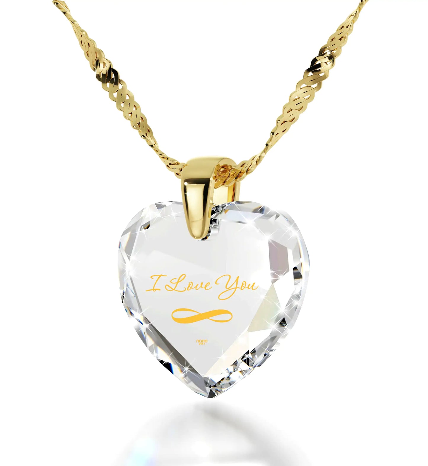 24k Gold Infinity Heart Love Pendant Necklace