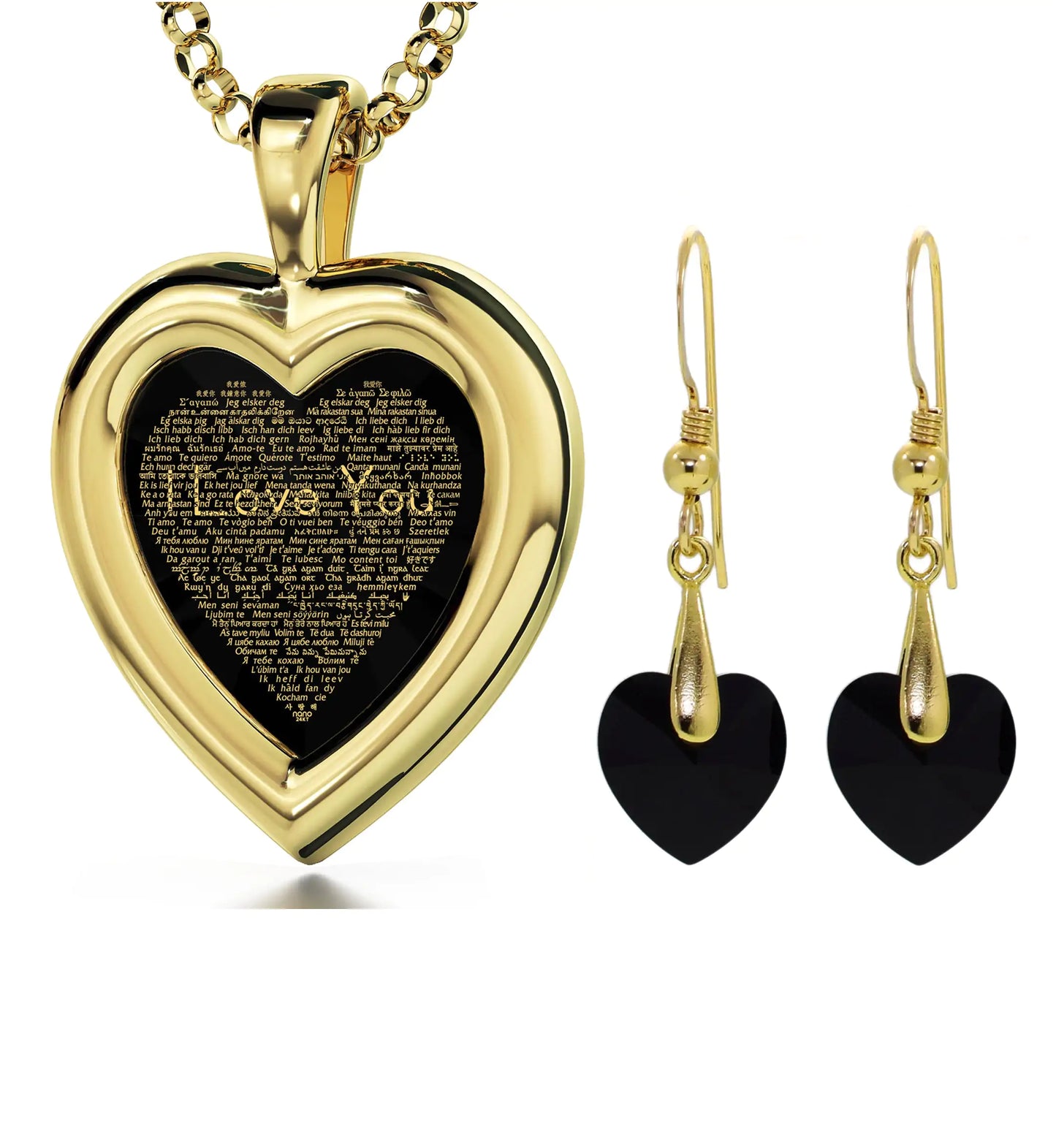 Multilingual Love Heart Jewelry Set
