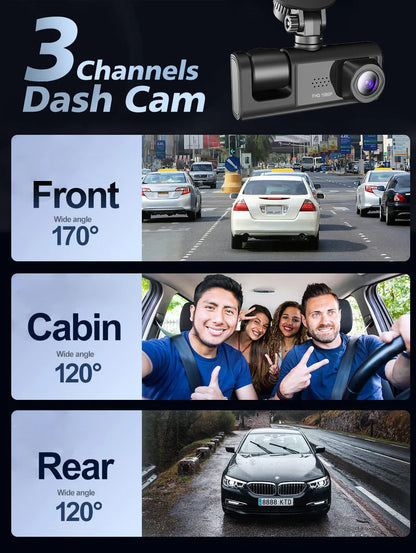 HD Triple View Dash Cam with G-Sensor