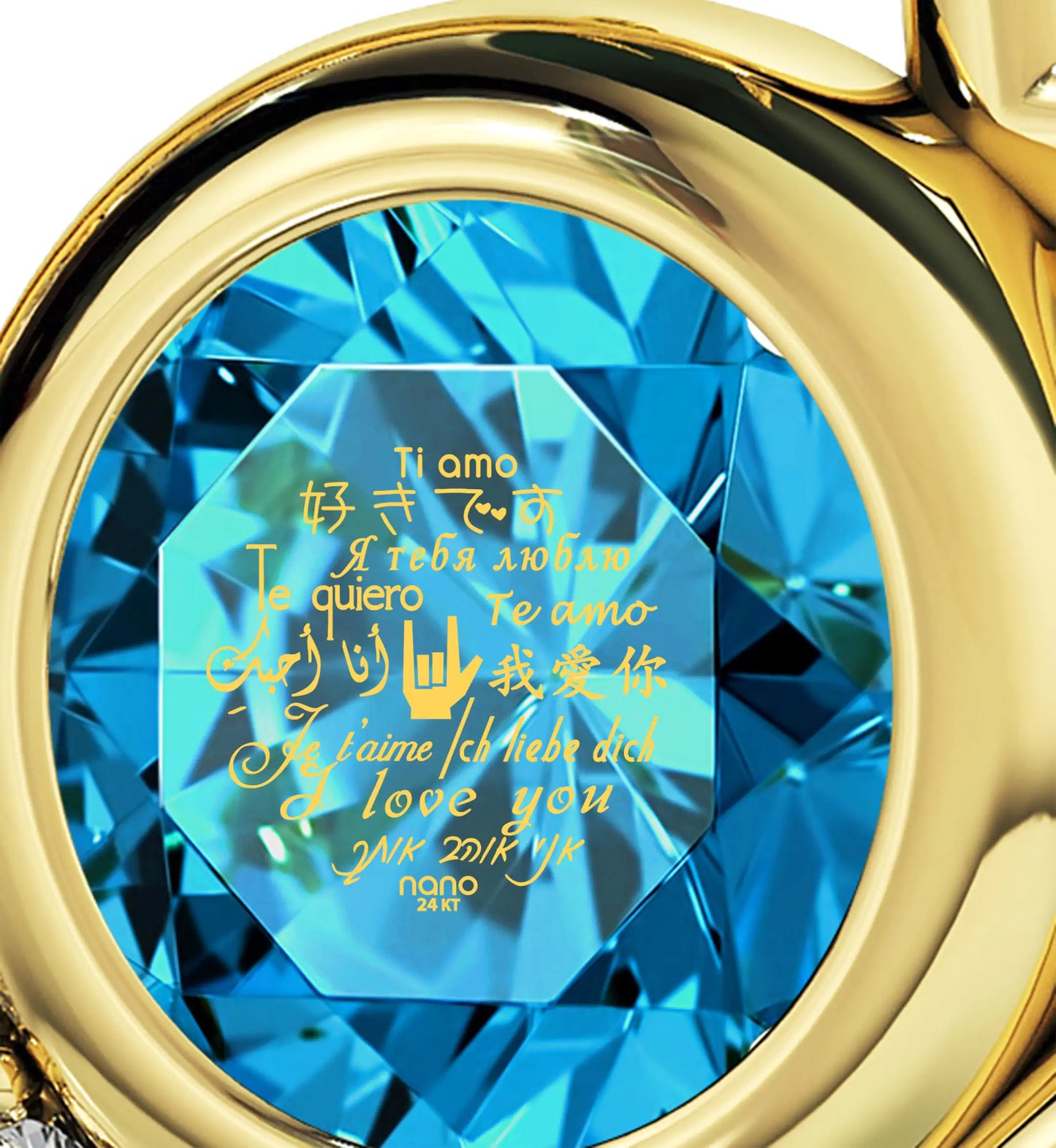 Multilingual Love Heart Pendant Necklace