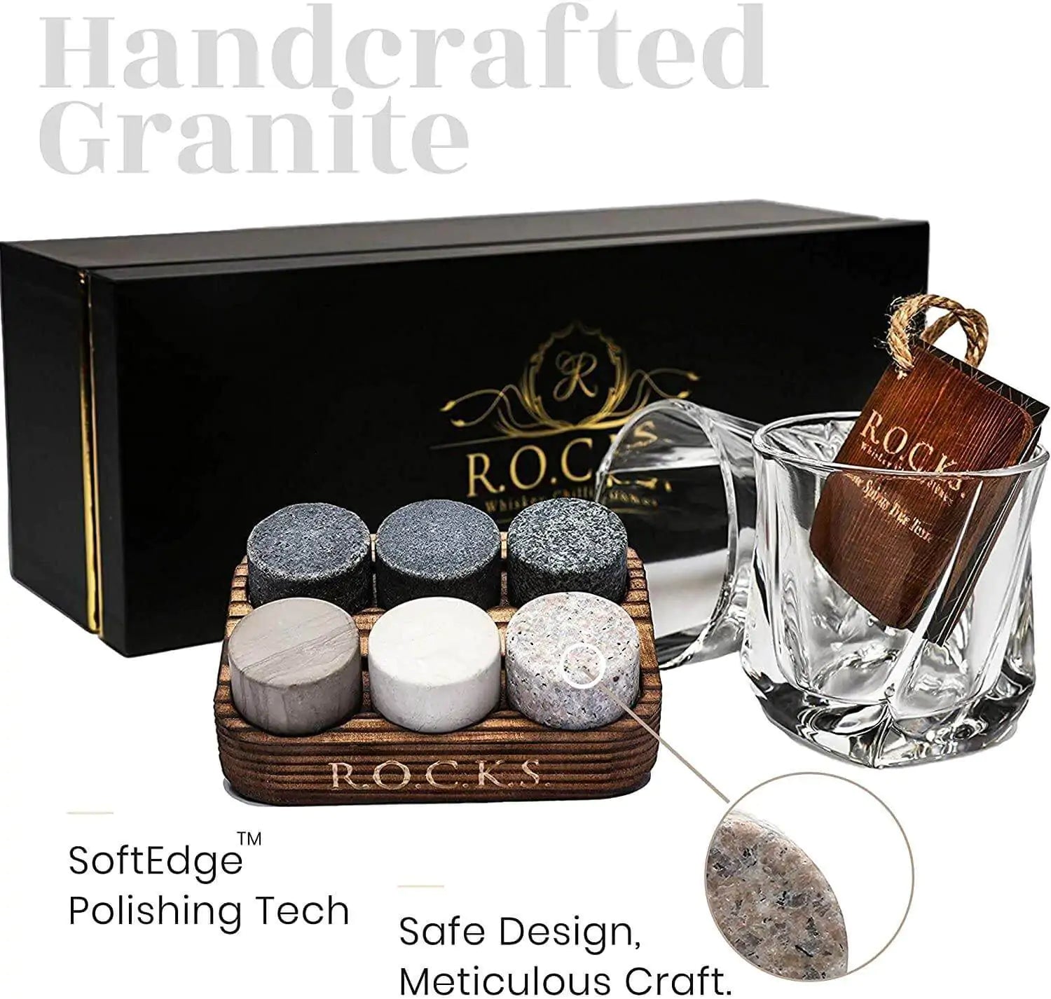 Elite Whiskey Stones &amp; Twist Glass Set