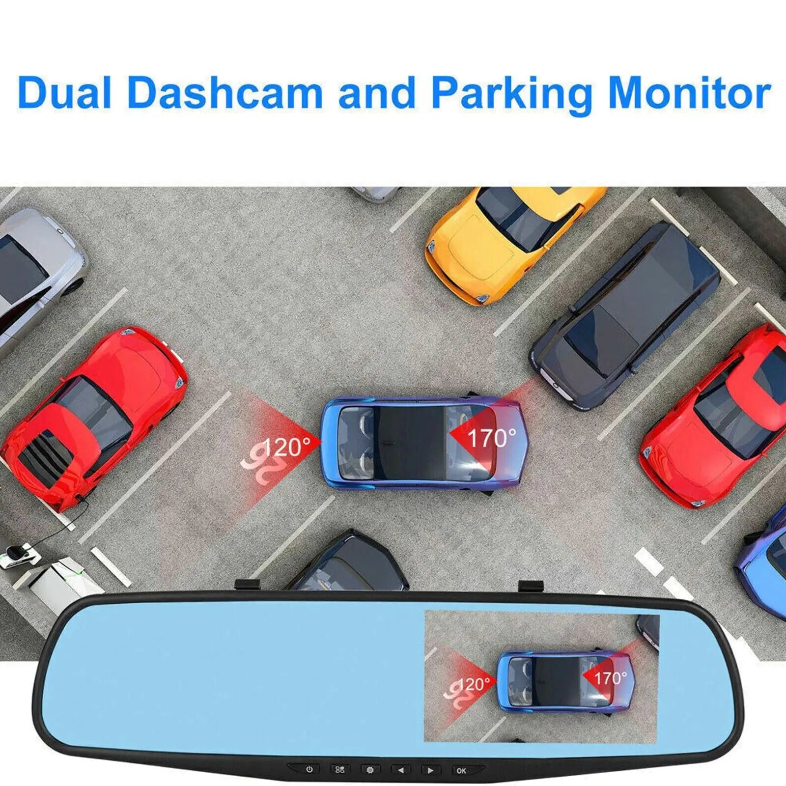 HD 1080P Car DVR Dual Dash Cam Mirror