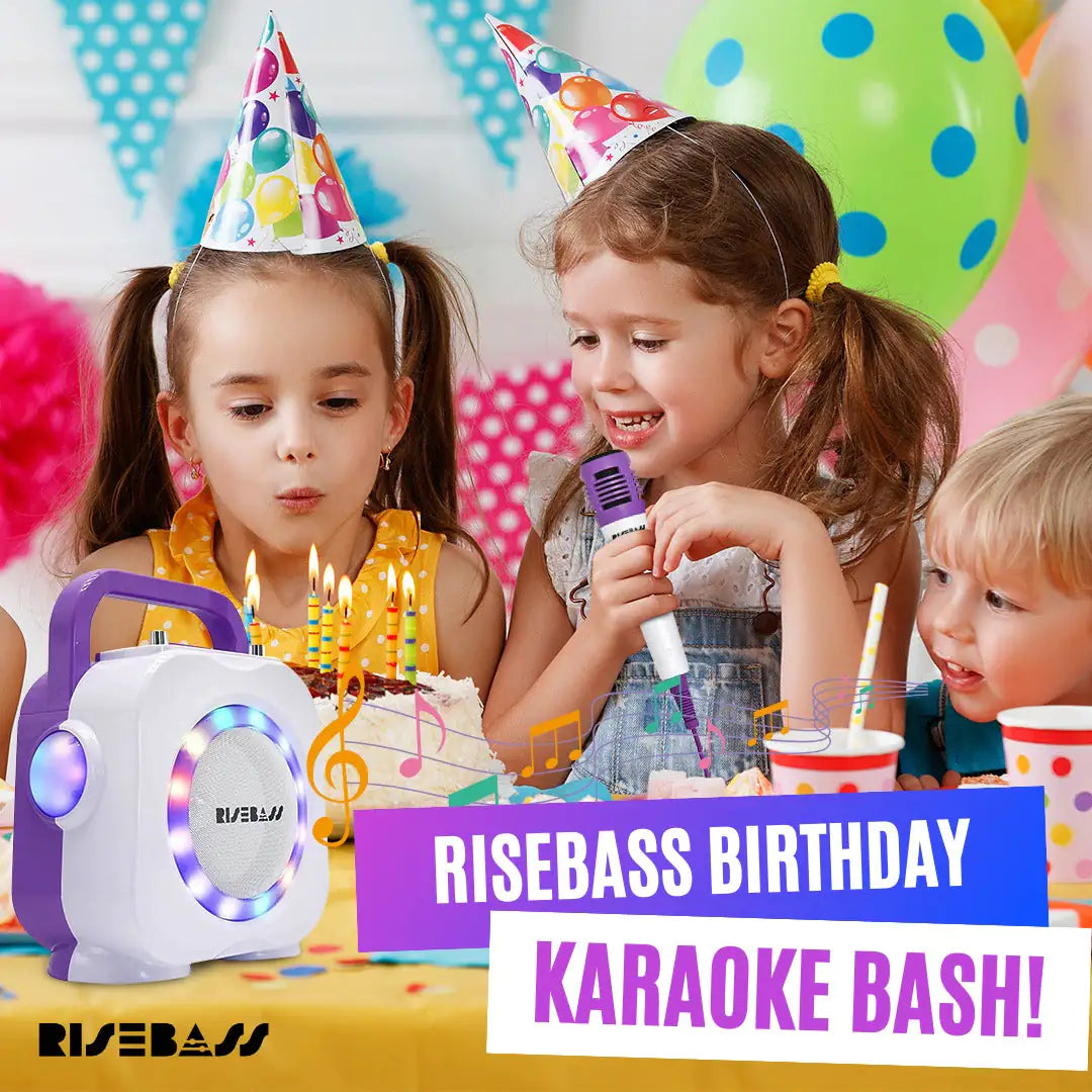 Kids Party Karaoke Machine - Bluetooth with Dual Mics