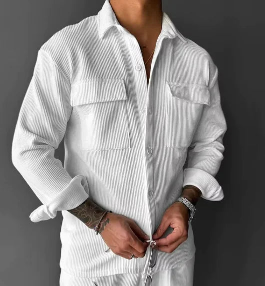 Modern Men's Long Sleeve Lapel Shirt