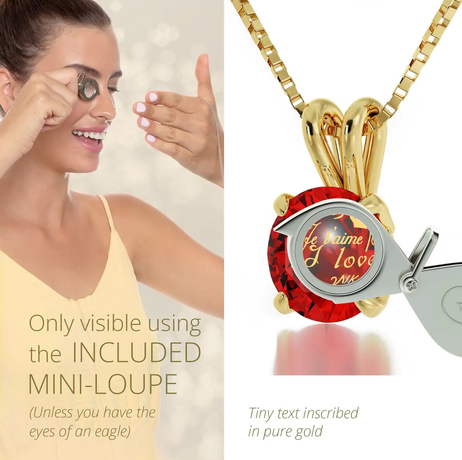 Golden Embrace Multilingual Love Pendant