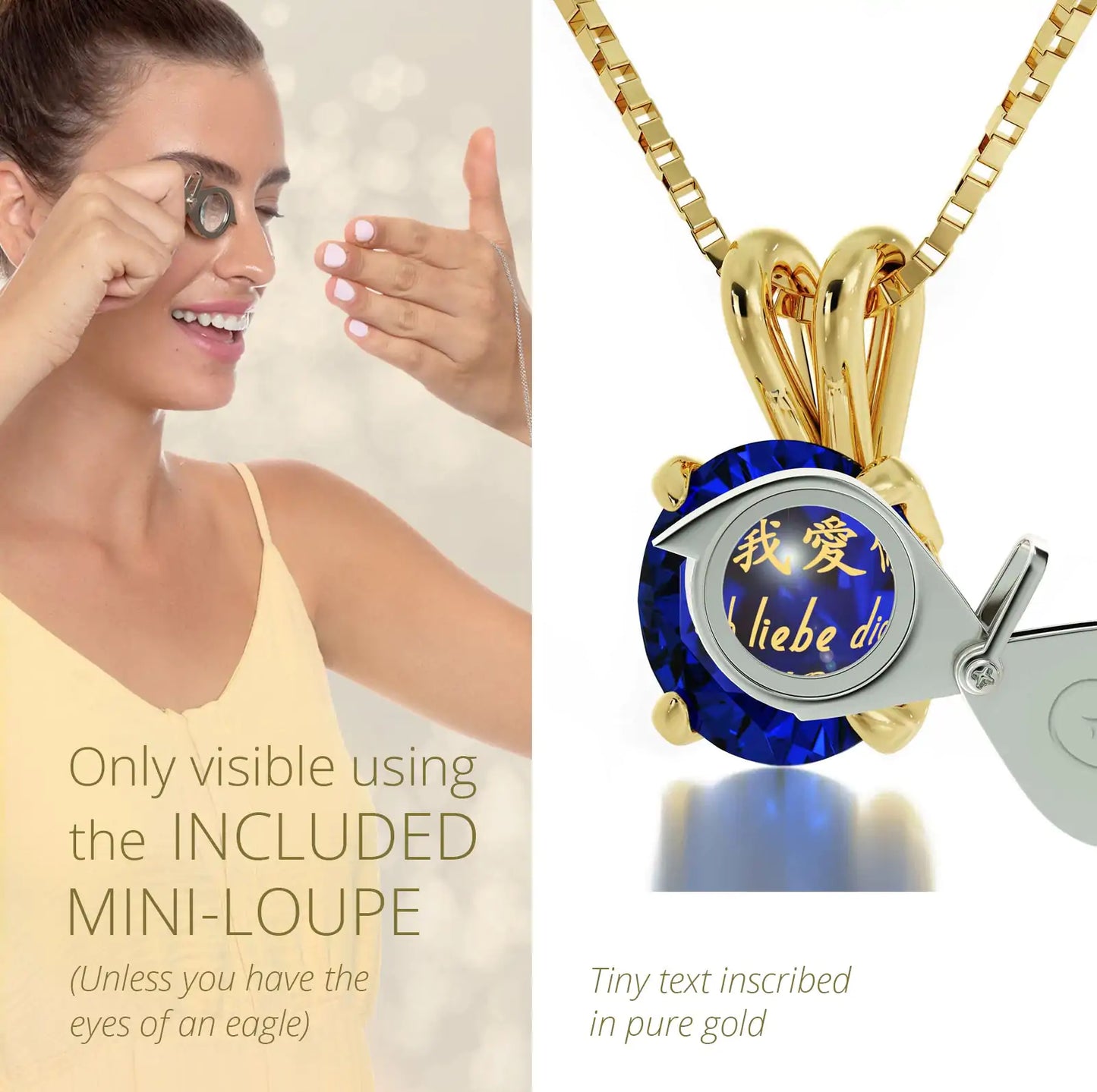 Golden Embrace Multilingual Love Pendant