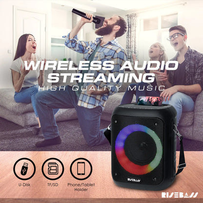 Risebass Mobile Karaoke Pro with Dual Mics &amp; Bluetooth