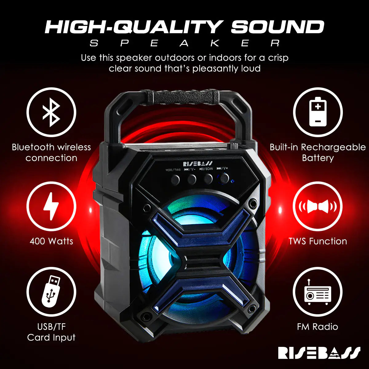 Compact Party Bluetooth Speaker with LED Effects