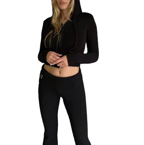 Stylish Hooded Knit Ensemble