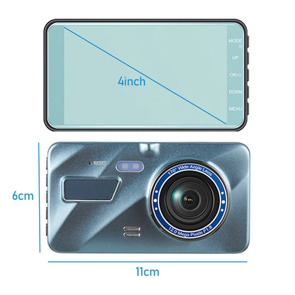 Full HD 1080P Dual Lens Car Dash Cam with 4" Screen and Night Vision