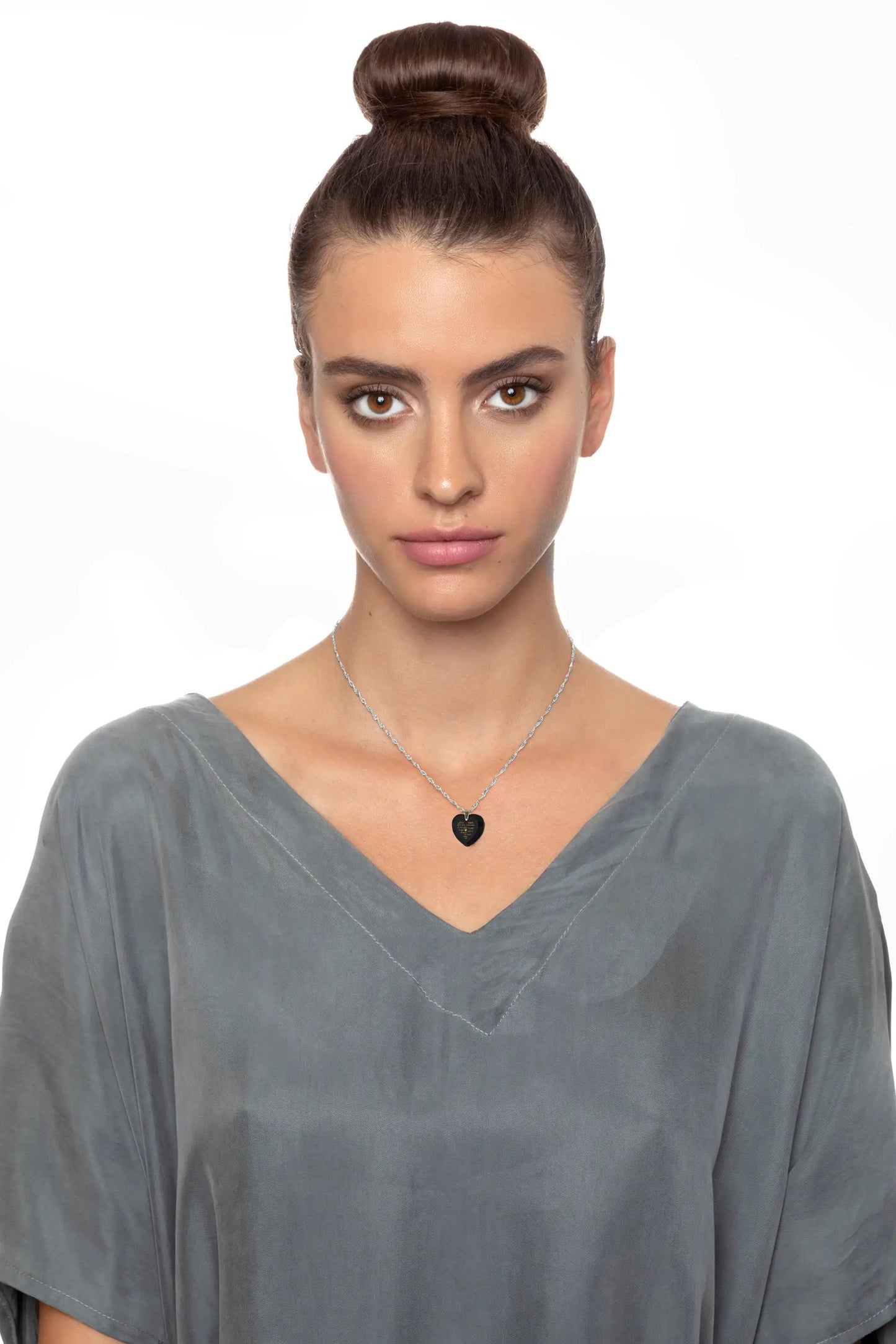 Multilingual Love Necklace and Crystal Heart Earrings Set