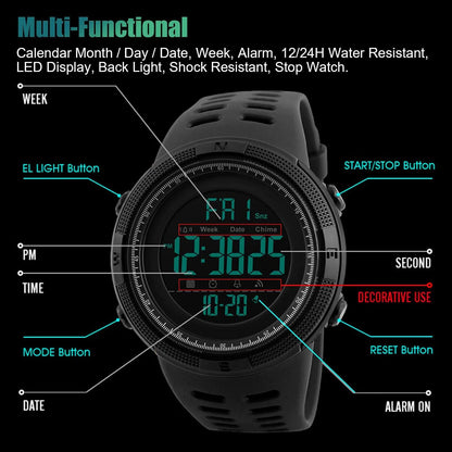 SKMEI Tactical Military Quartz Watch - Waterproof Analog