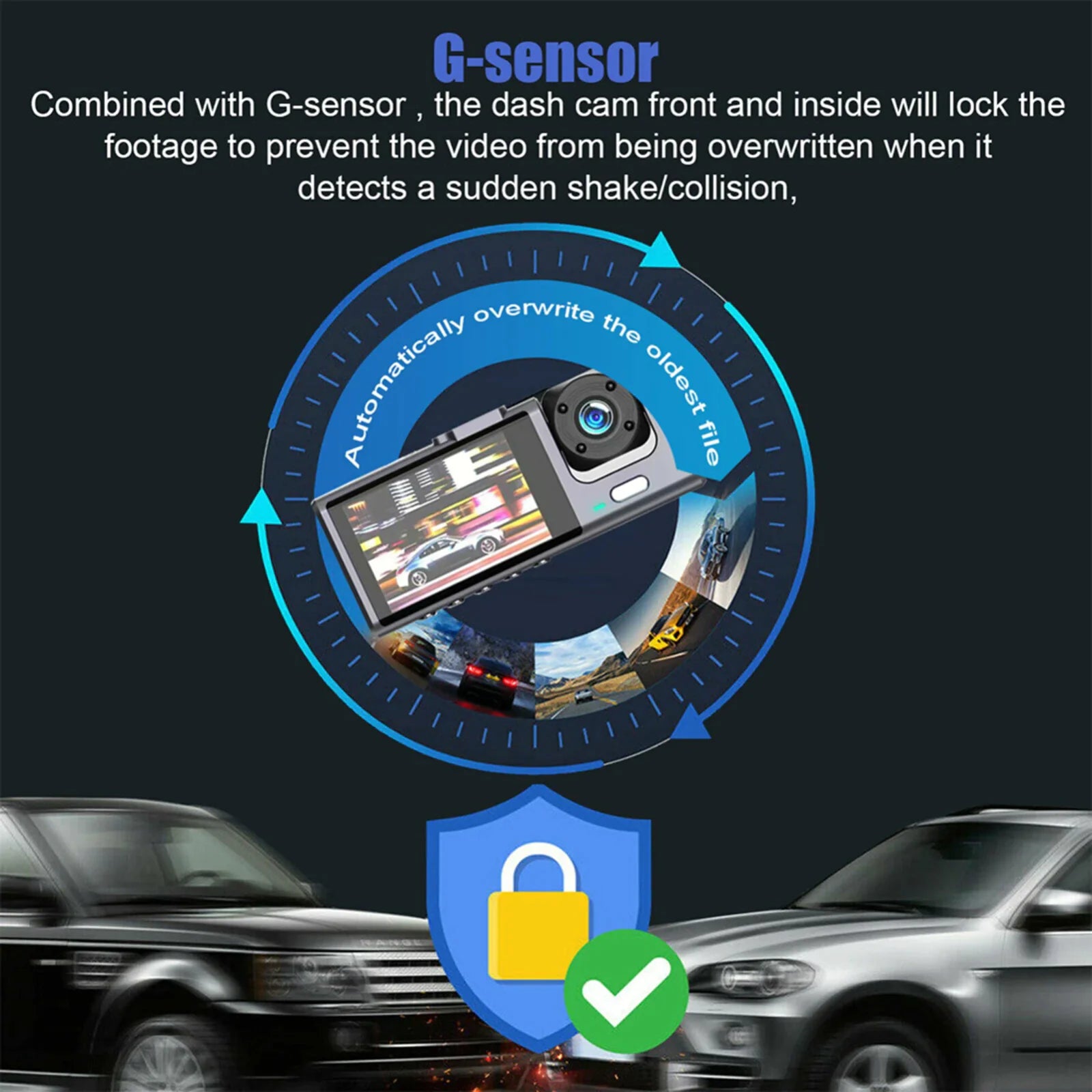 HD Triple View Dash Cam with G-Sensor