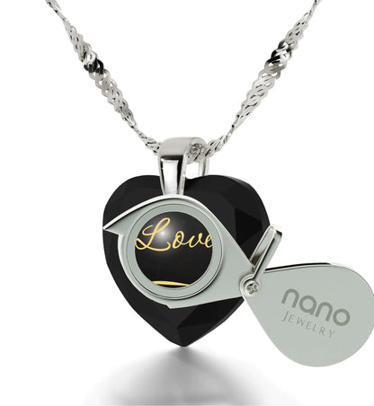 Eternal Love Gold-Inscribed Heart Pendant Necklace