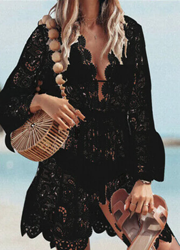 Boho Lace Maxi Beach Dress Cover-Up for Women