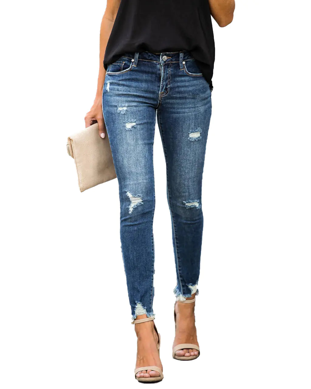 Slim Torn Jeans with Edgy Finish