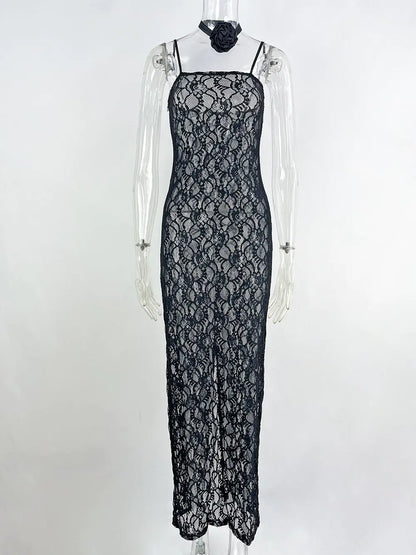 Sling Lace Sheer Slim-fit Sheath Dress