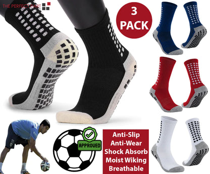 3-Pack Premium Sports Grip Socks for Soccer, Basketball &amp; Football