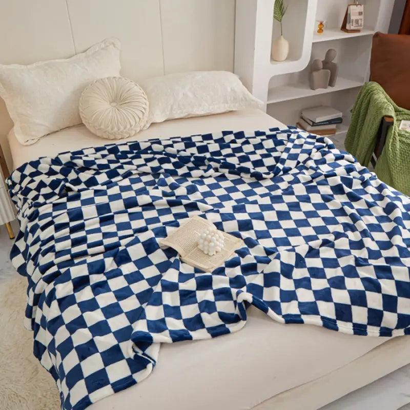 Cozy Blue Plaid Flannel Throw