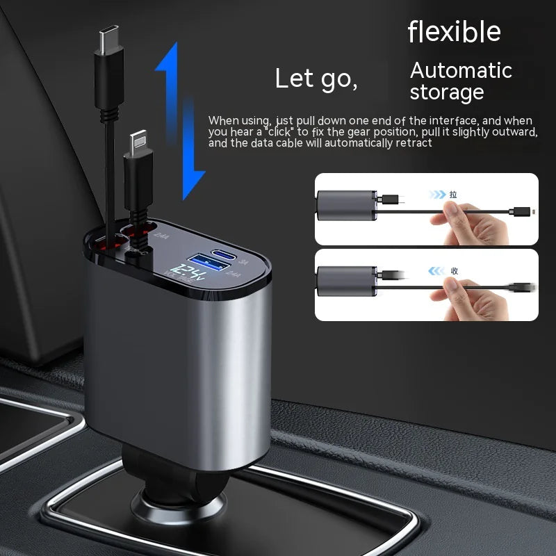 Retractable Multi-Port Car Charger
