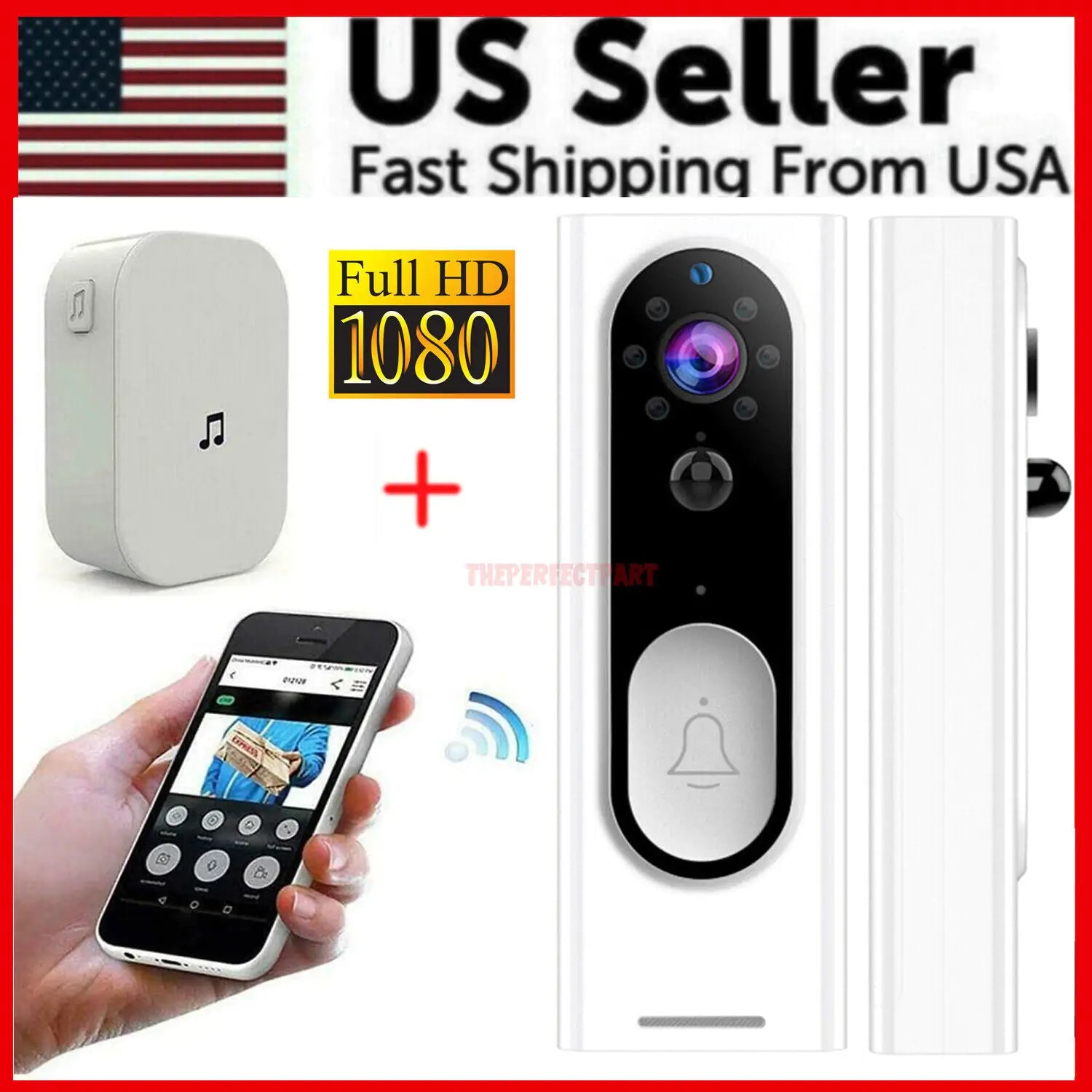 HD 1080P WiFi Ring Doorbell with Security Camera