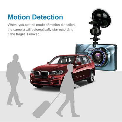 Full HD 1080P Dual Lens Car Dash Cam with 4" Screen and Night Vision