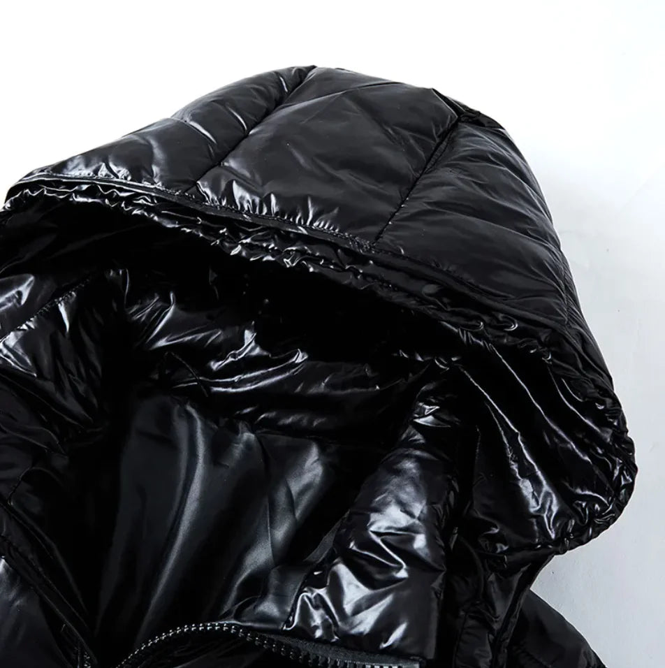 Glossy Black Twin Down Jackets